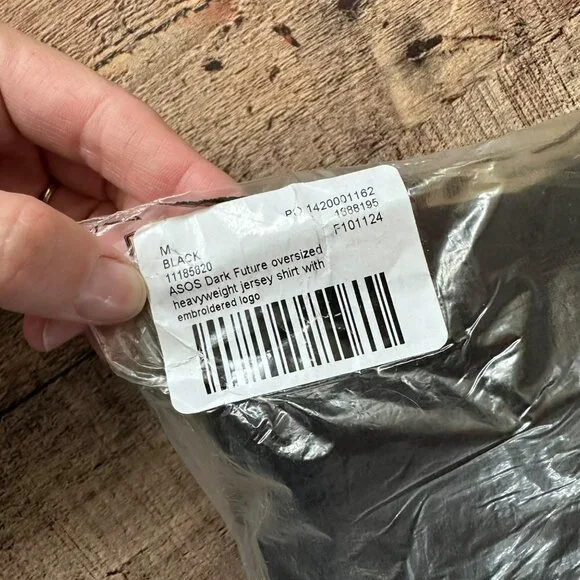 ASOS dark future oversized heavyweight jersey button down shirt logo m - Picture 7 of 7